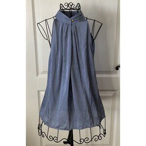 The Limited Women’s Sleeveless Blue Gathered Button Neck Line Blouse Small NWT